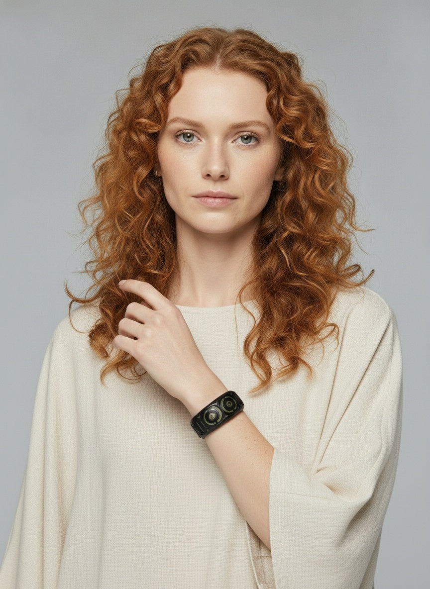 Close-up of the model wearing 10 Piece Survival Kit (Black)